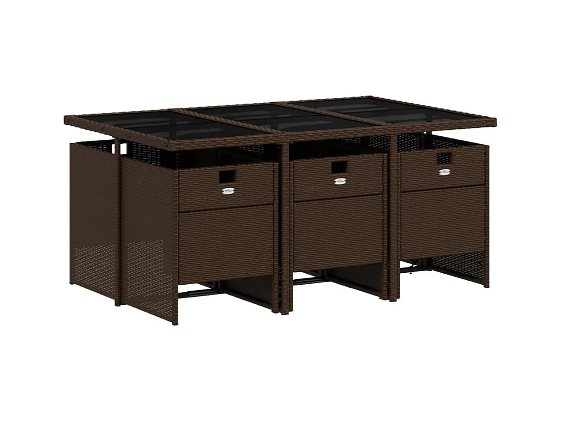 Jesse  Set comedor de jardín 7 pzas con cojines ratán sintético marrón