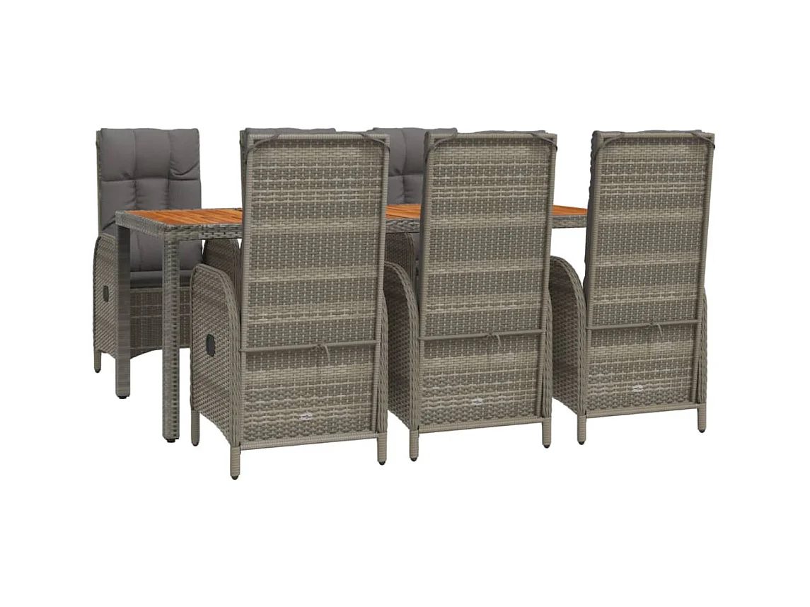 Addison  Ensemble à manger jardin et coussins 7 pcs gris rotin