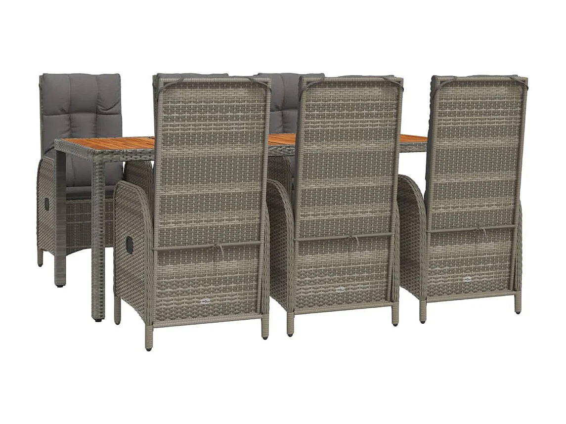 Addison  Ensemble à manger jardin et coussins 7 pcs gris rotin