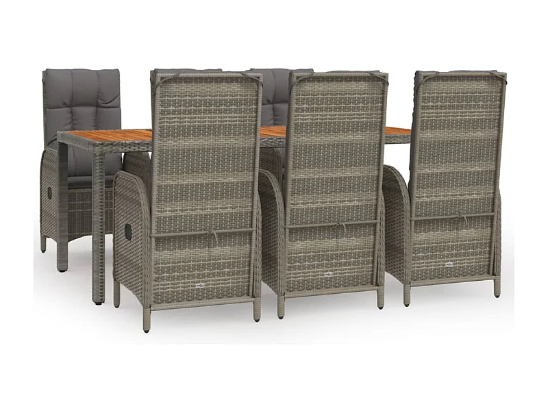 Addison  Ensemble à manger jardin et coussins 7 pcs gris rotin