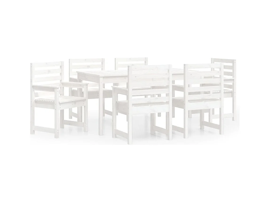 Sophie-Anaïs-Claire  Ensemble à manger de jardin 7 pcs blanc bois massif de pin