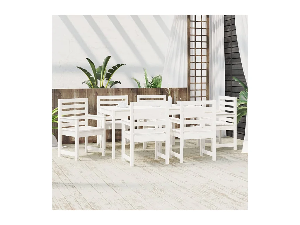 Sophie-Anaïs-Claire  Ensemble à manger de jardin 7 pcs blanc bois massif de pin