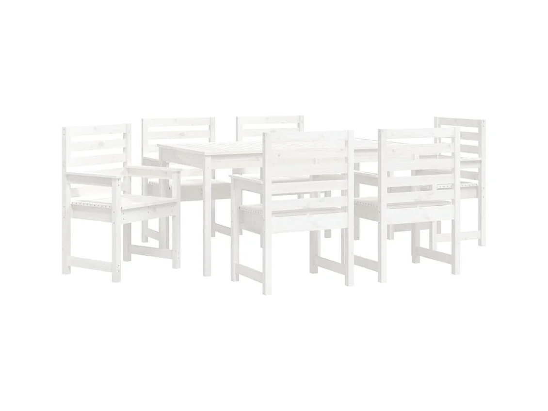 Sophie-Anaïs-Claire  Ensemble à manger de jardin 7 pcs blanc bois massif de pin