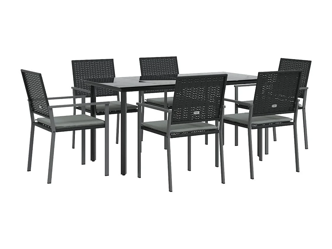 Timothy Scott  Ensemble à manger de jardin 7 pcs coussins résine tressée acier