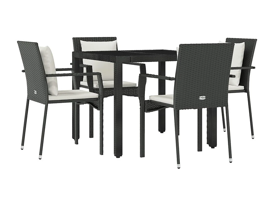 Prolenta Premium -  Set de muebles jardín 5 pzas con cojines ratán sintético negro