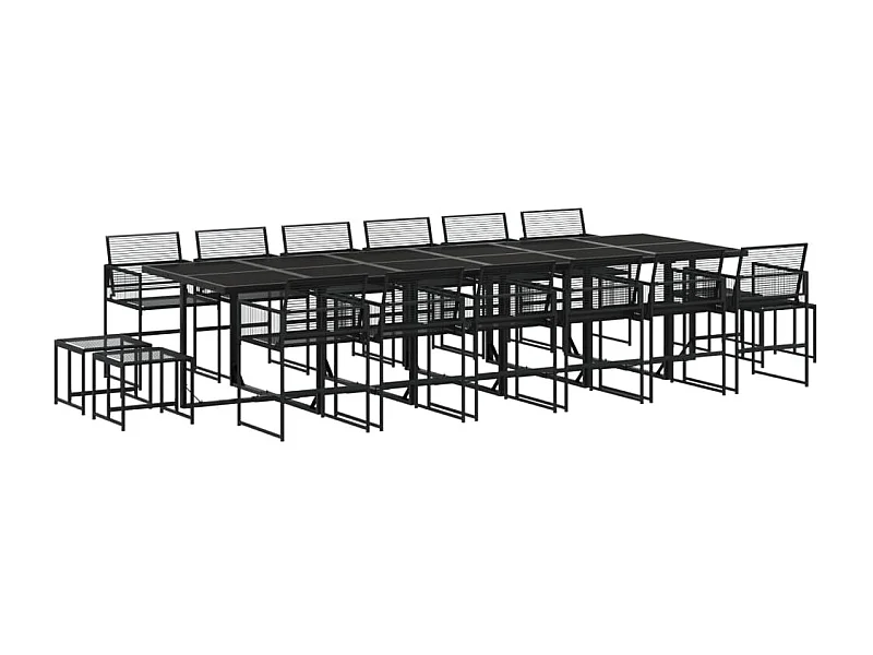 Daxen  Ensemble à manger de jardin 17 pcs noir résine tressée