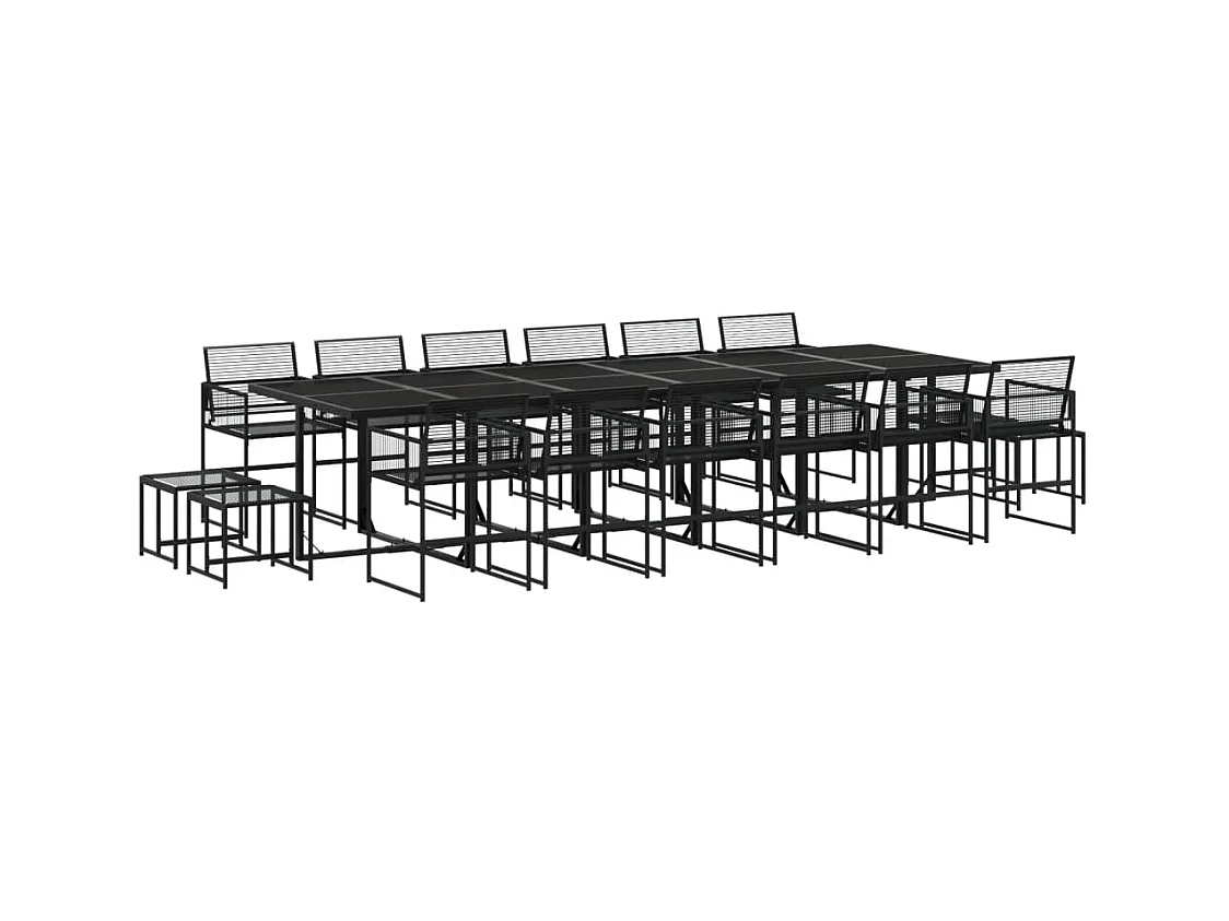 Daxen  Set de comedor de jardín 17 pzas ratán sintético negro