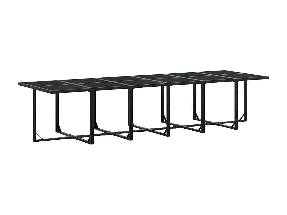 Daxen  Ensemble à manger de jardin 17 pcs noir résine tressée