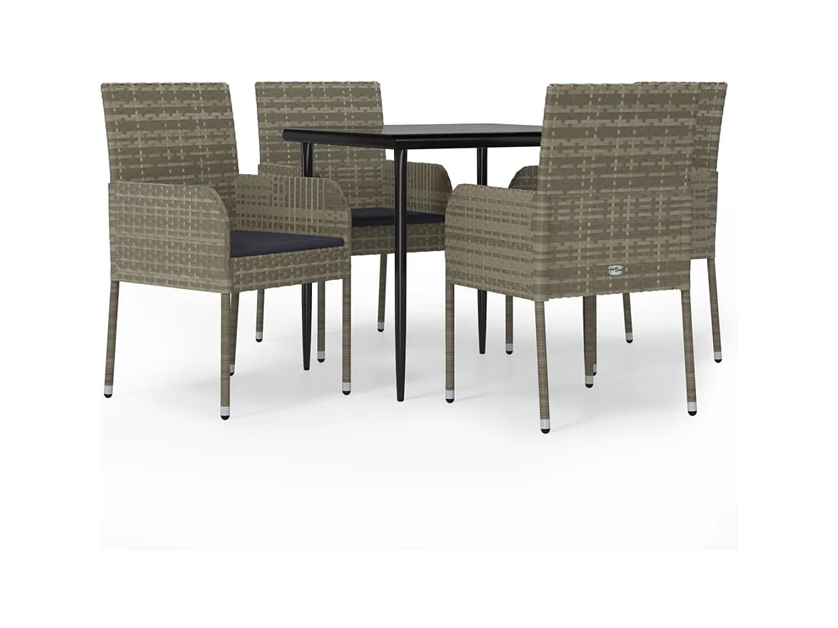 Santo Stefano di Camastra  Ensemble à manger de jardin coussins 5 pcs noir et gris