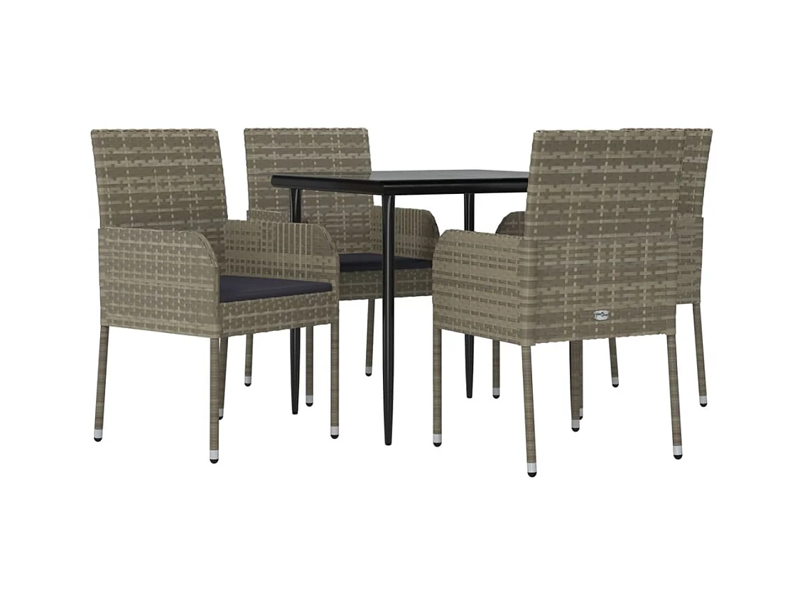 Santo Stefano di Camastra  Ensemble à manger de jardin coussins 5 pcs noir et gris