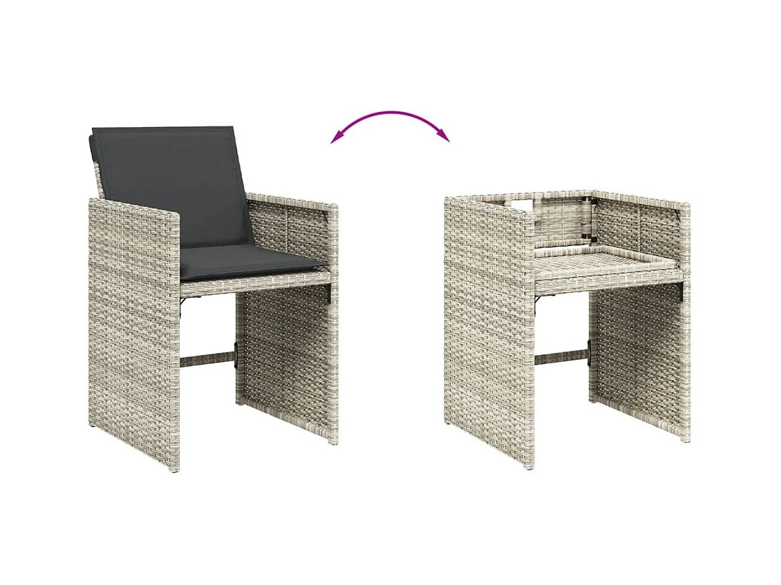 Celina  Ensemble à manger de jardin et coussins 17 pcs gris clair rotin