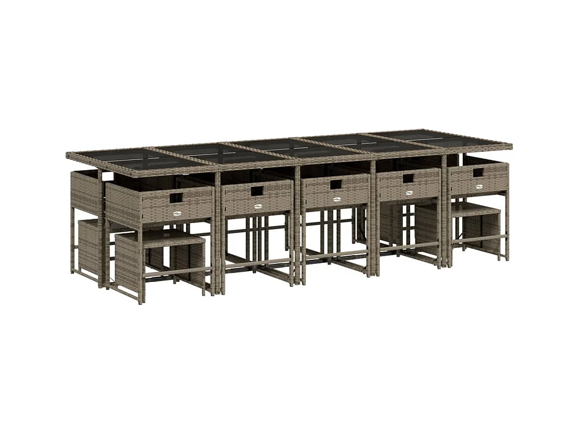 Kirkland  15-delige Tuinset met kussens poly rattan grijs