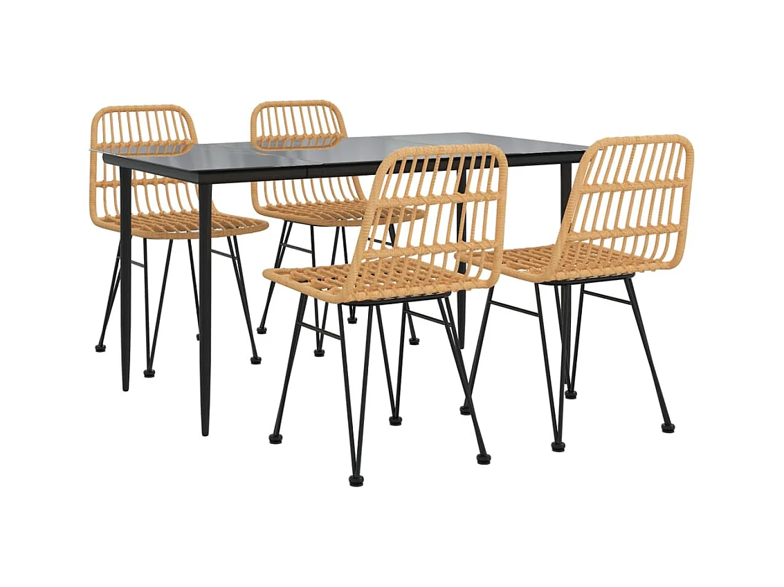 Eden Prairie  Juego de comedor de jardín 5 piezas ratán sintético