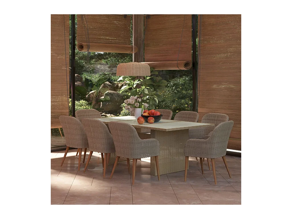 Garden Furniture -  9-delige Tuinset poly rattan bruin