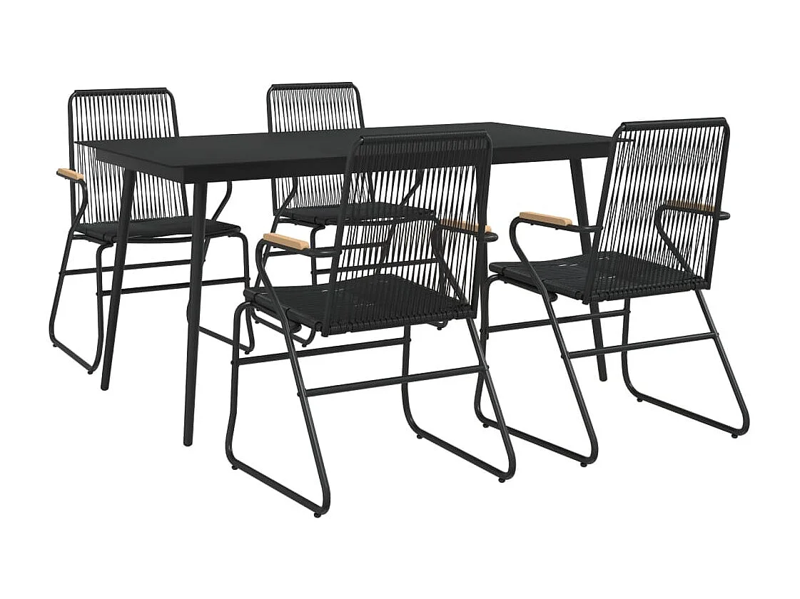 Sophie-Julie  Ensemble à manger de jardin 5 pcs Noir Rotin PVC