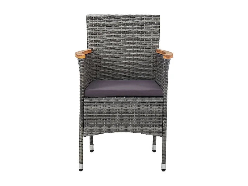 Løgumkloster  Muebles de jardín 3 piezas ratán sintético gris y acacia