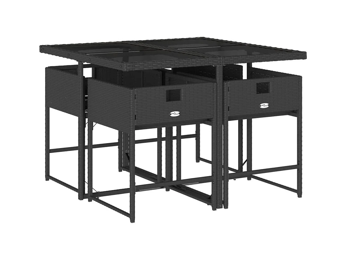 Sener  Set de muebles jardín 5 pzas con cojines ratán sintético negro