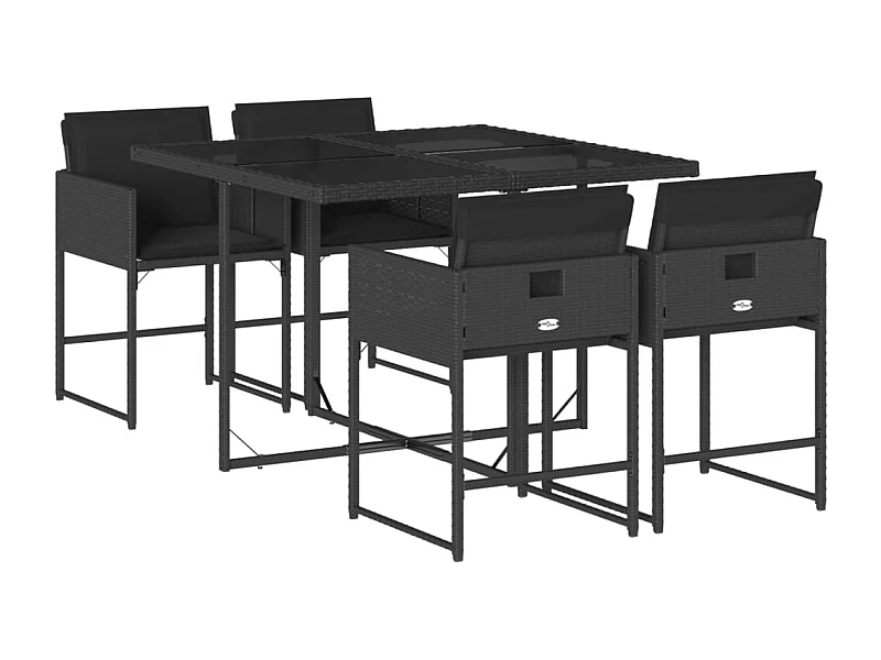 Sener  5-delige Tuinset met kussens poly rattan zwart