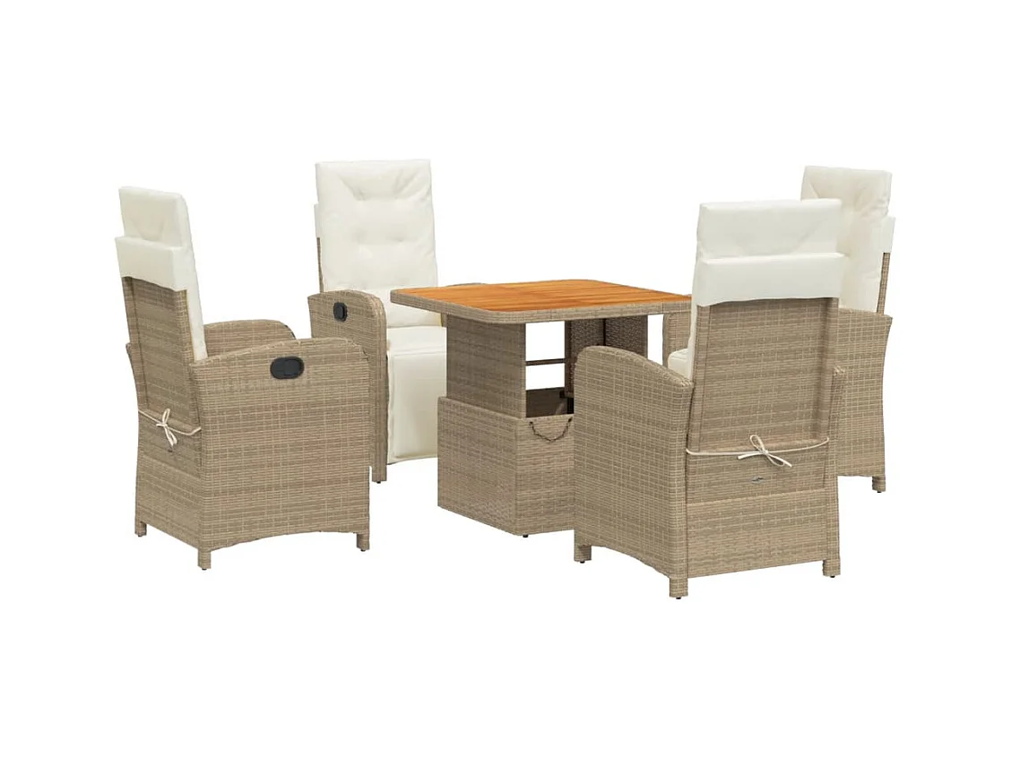 Gorham  5-delige Tuinset met kussens poly rattan beige