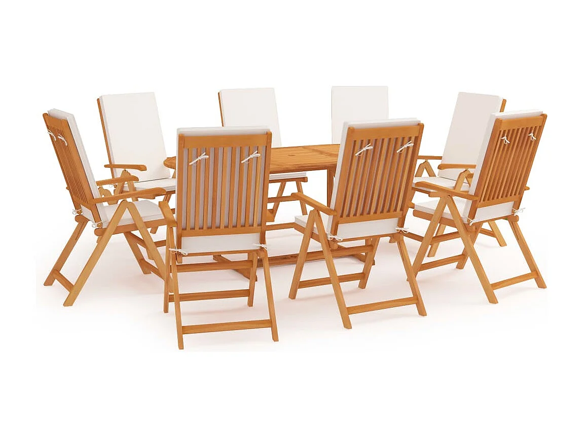 Mariaheide  Ensemble à manger de jardin 9 pcs coussins Bois de teck massif