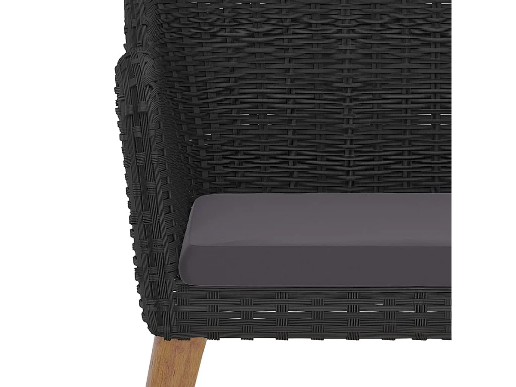 Zevrik  Juego de comedor de jardín 7 piezas con cojines negro