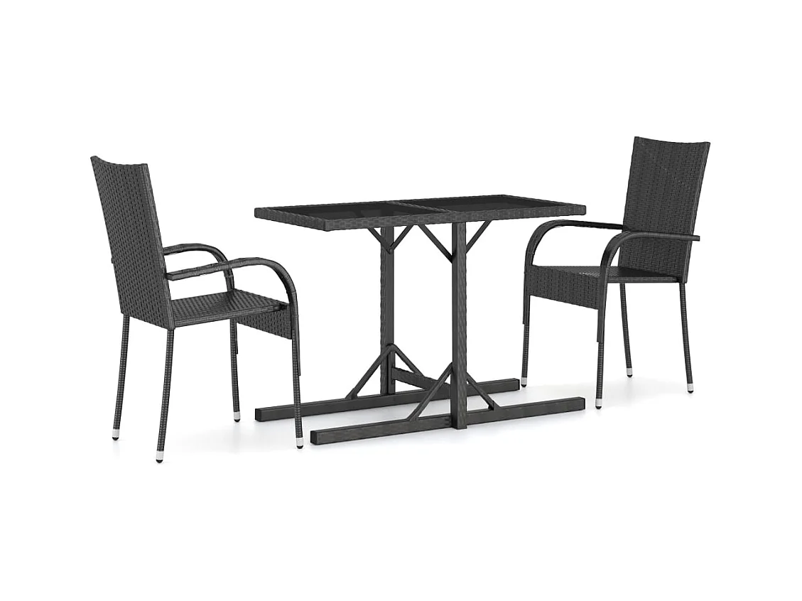 Vyrisa  Ensemble à manger de jardin 3 pcs Noir