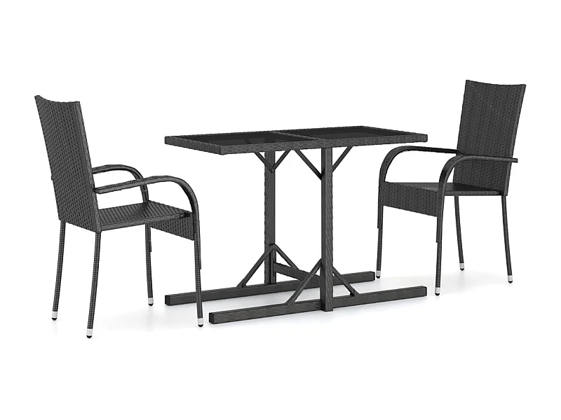 Vyrisa  Ensemble à manger de jardin 3 pcs Noir