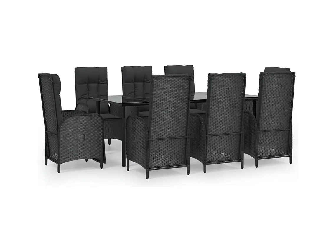 De Haan  9-delige Tuinset poly rattan zwart