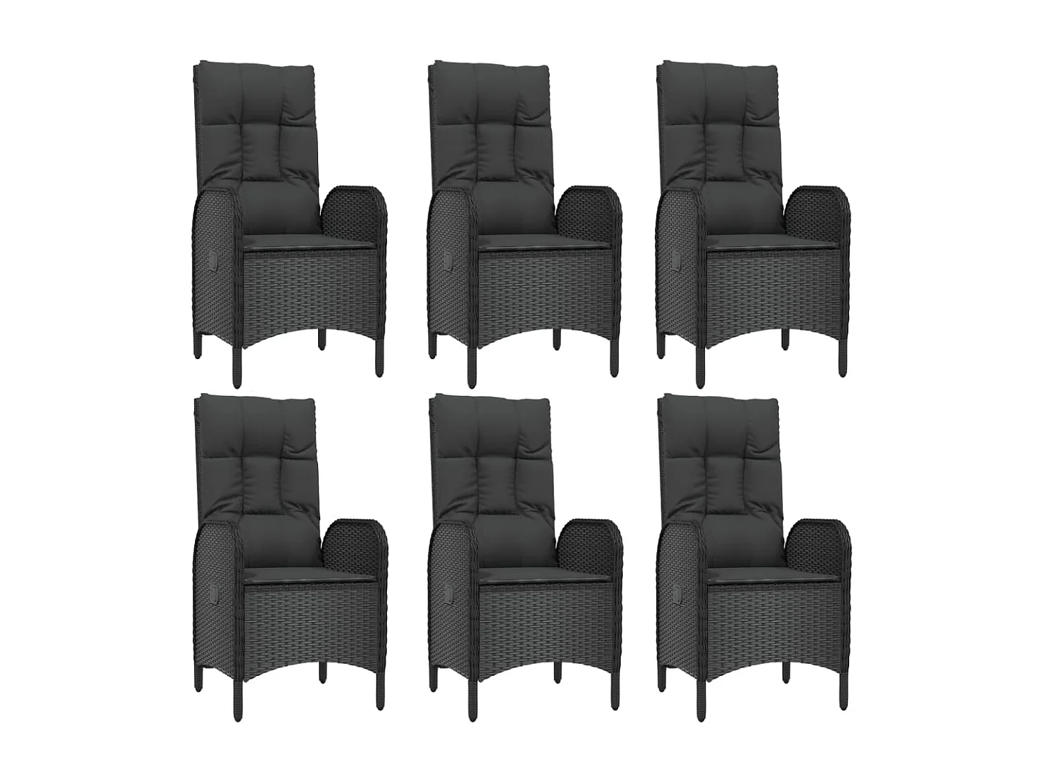 De Haan  Ensemble à manger jardin 9pcs et coussins noir résine tressée