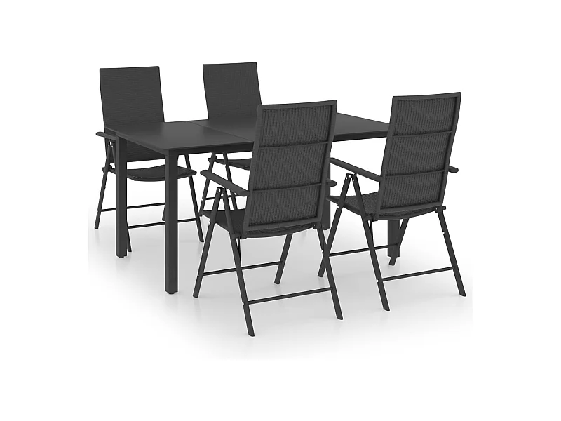 Rick Mason  Juego de comedor para jardín 5 piezas negro