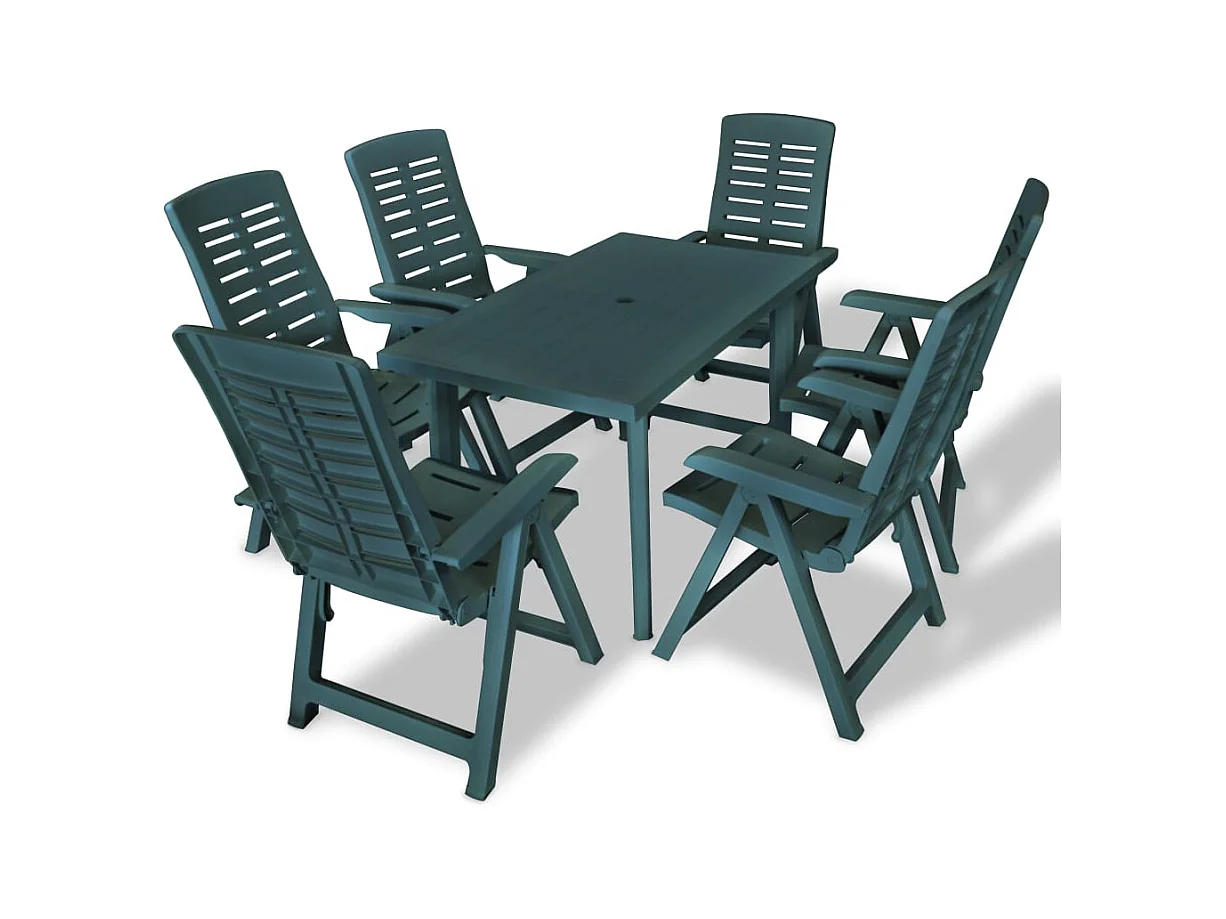 Gullspång  Ensemble à manger d'extérieur 7 pcs Plastique Vert
