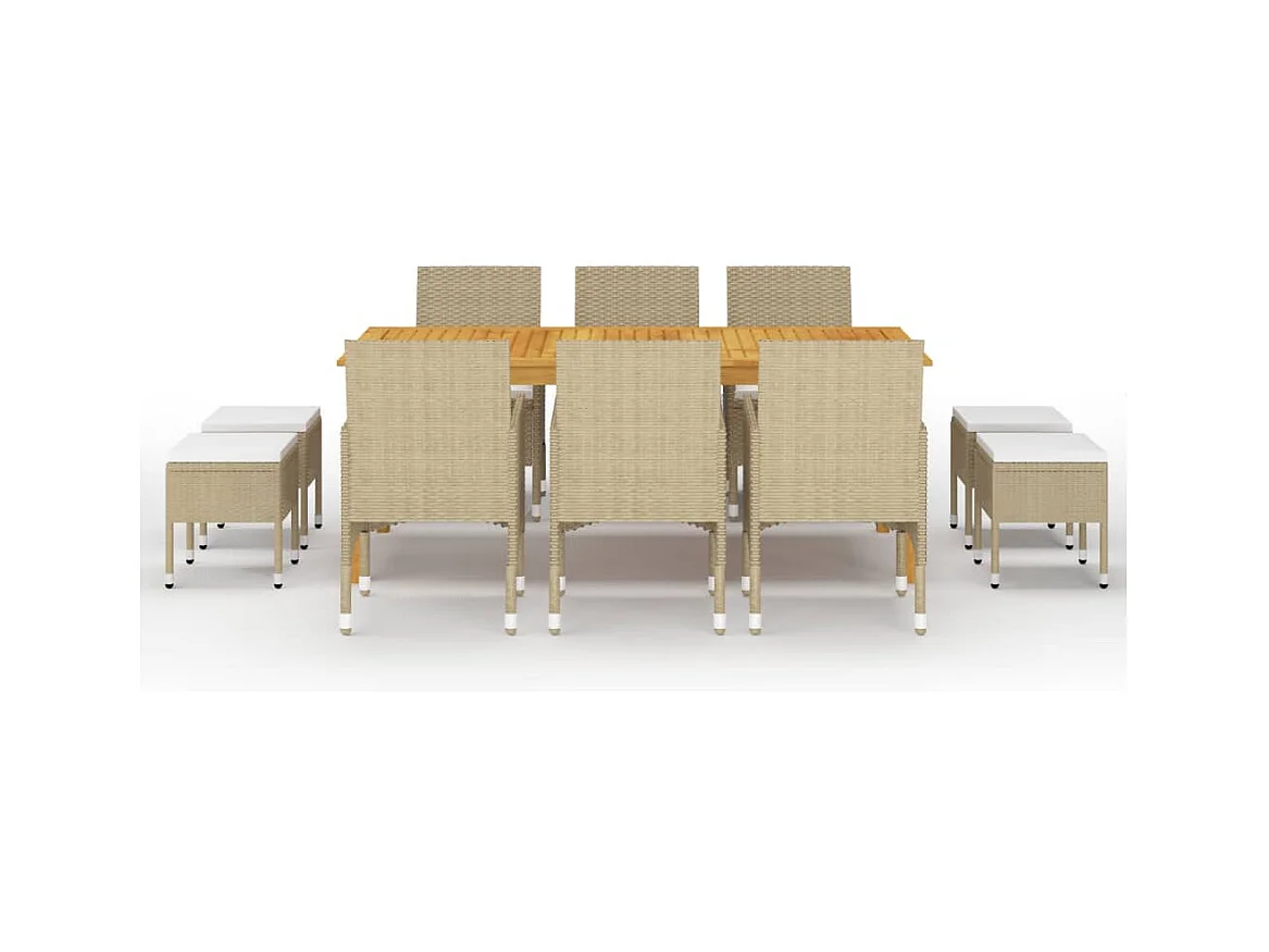 Bas  Ensemble à manger de jardin 11 pcs Beige