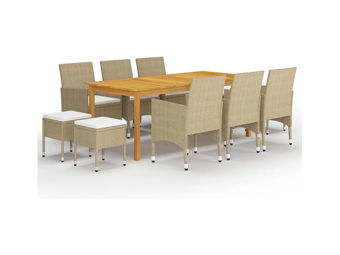 Bas  Ensemble à manger de jardin 11 pcs Beige