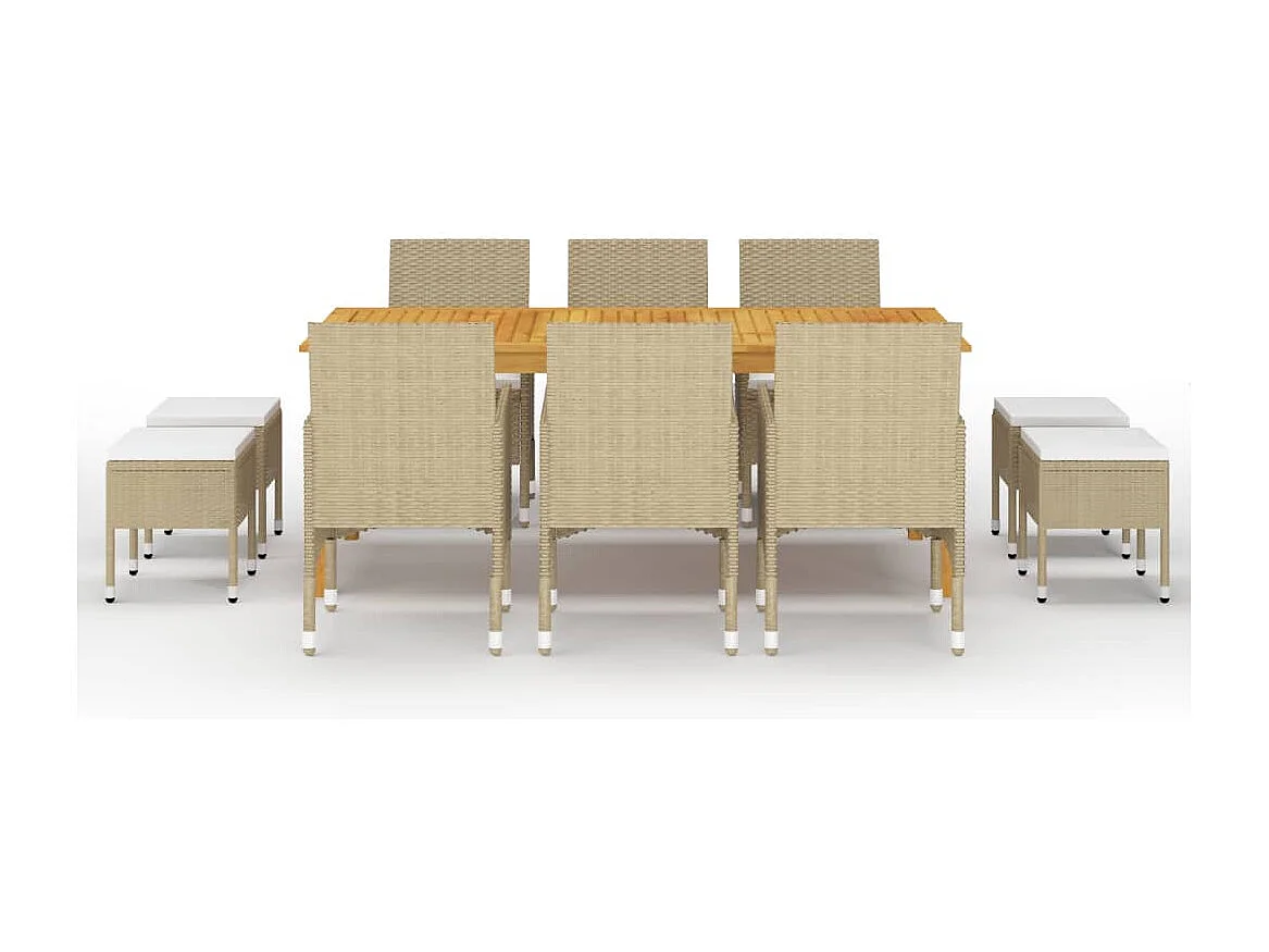 Bas  Ensemble à manger de jardin 11 pcs Beige