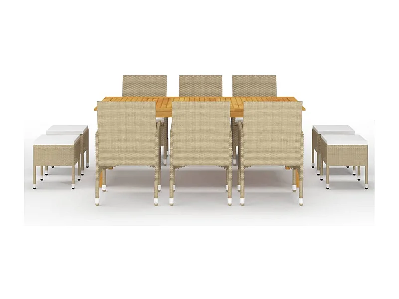 Bas  Ensemble à manger de jardin 11 pcs Beige