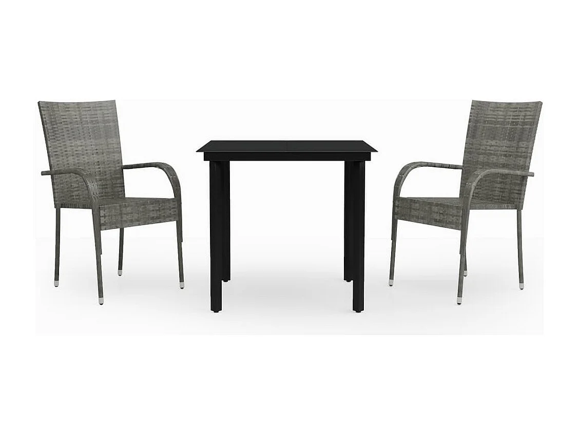 Stoughton  Ensemble à manger de jardin 3 pcs Gris et noir