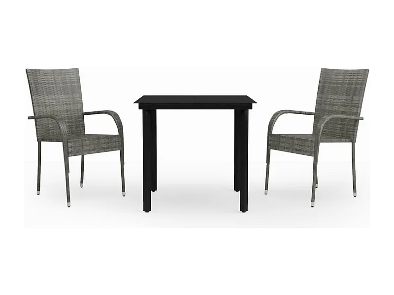 Stoughton  Ensemble à manger de jardin 3 pcs Gris et noir