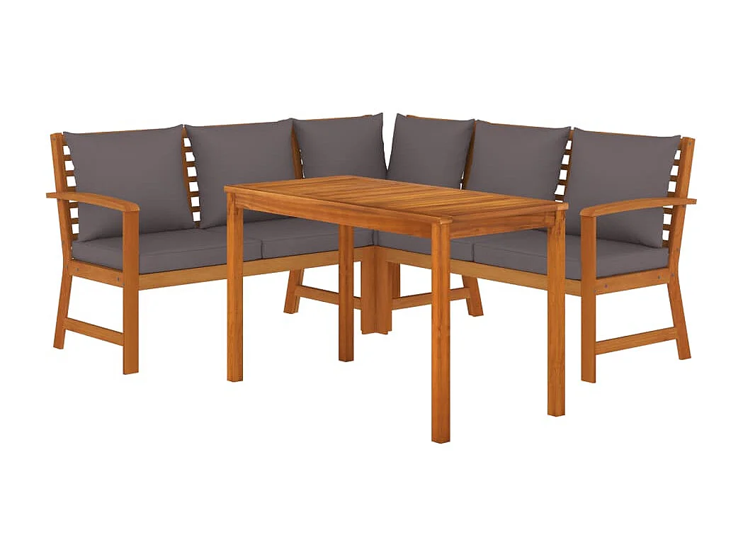 Talence  Juego comedor de jardín 4 pzas con cojines madera maciza acacia