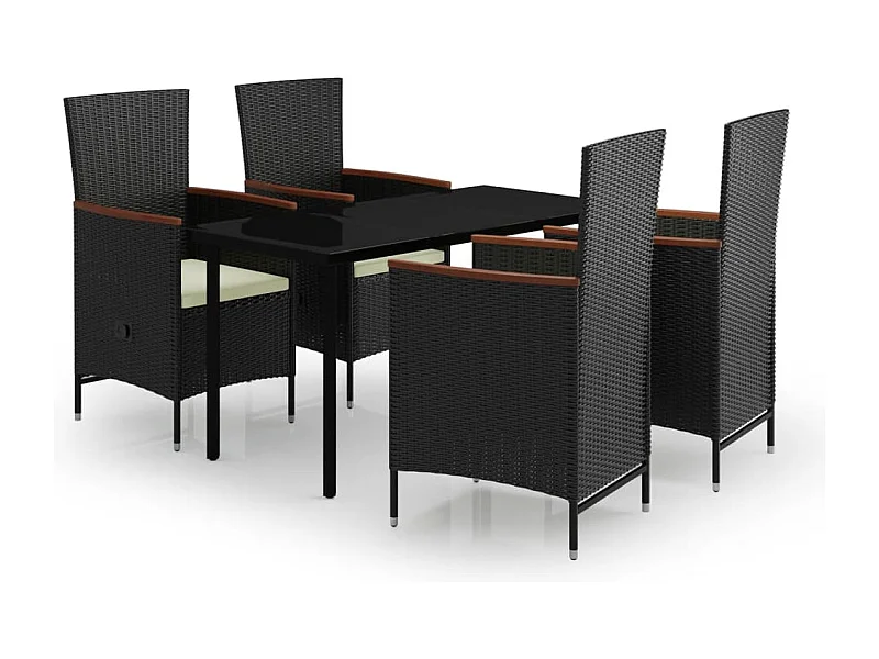 Serafino  5-delige Tuinset met kussens zwart