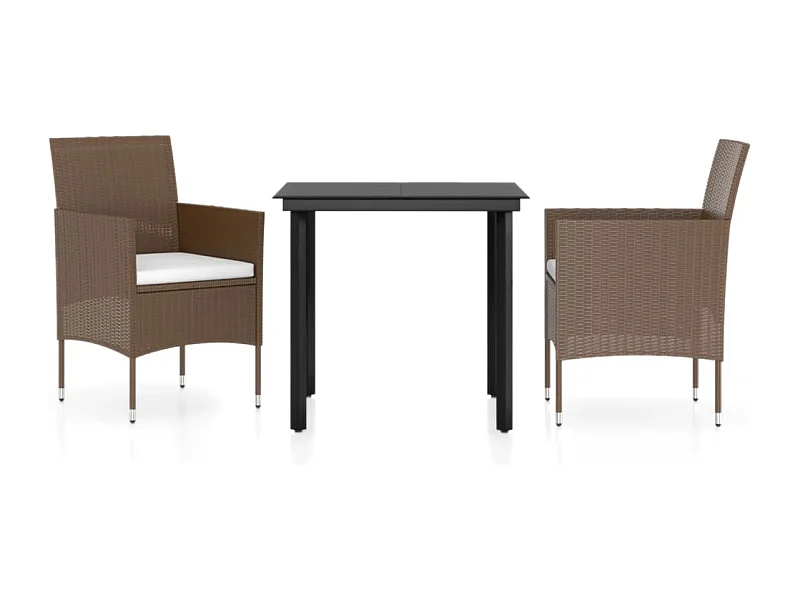 Hillsboro  Juego de comedor de jardín 3 piezas con cojines marrón y negro