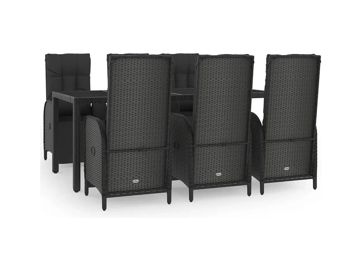 Cisternino  7-delige Tuinset met kussens poly rattan zwart