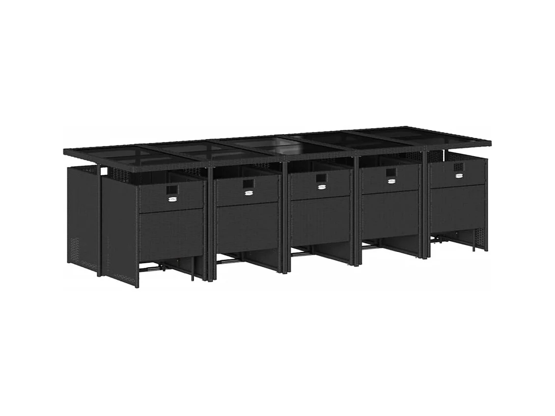 Bonno  15-delige Tuinset met kussens poly rattan zwart