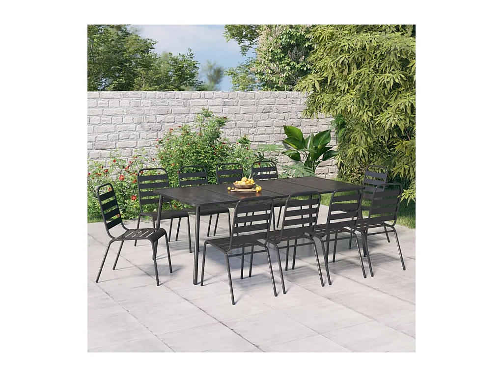 Adrien-Claude  Ensemble à manger de jardin 11 pcs anthracite acier