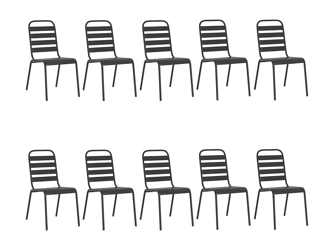 Adrien-Claude  Ensemble à manger de jardin 11 pcs anthracite acier