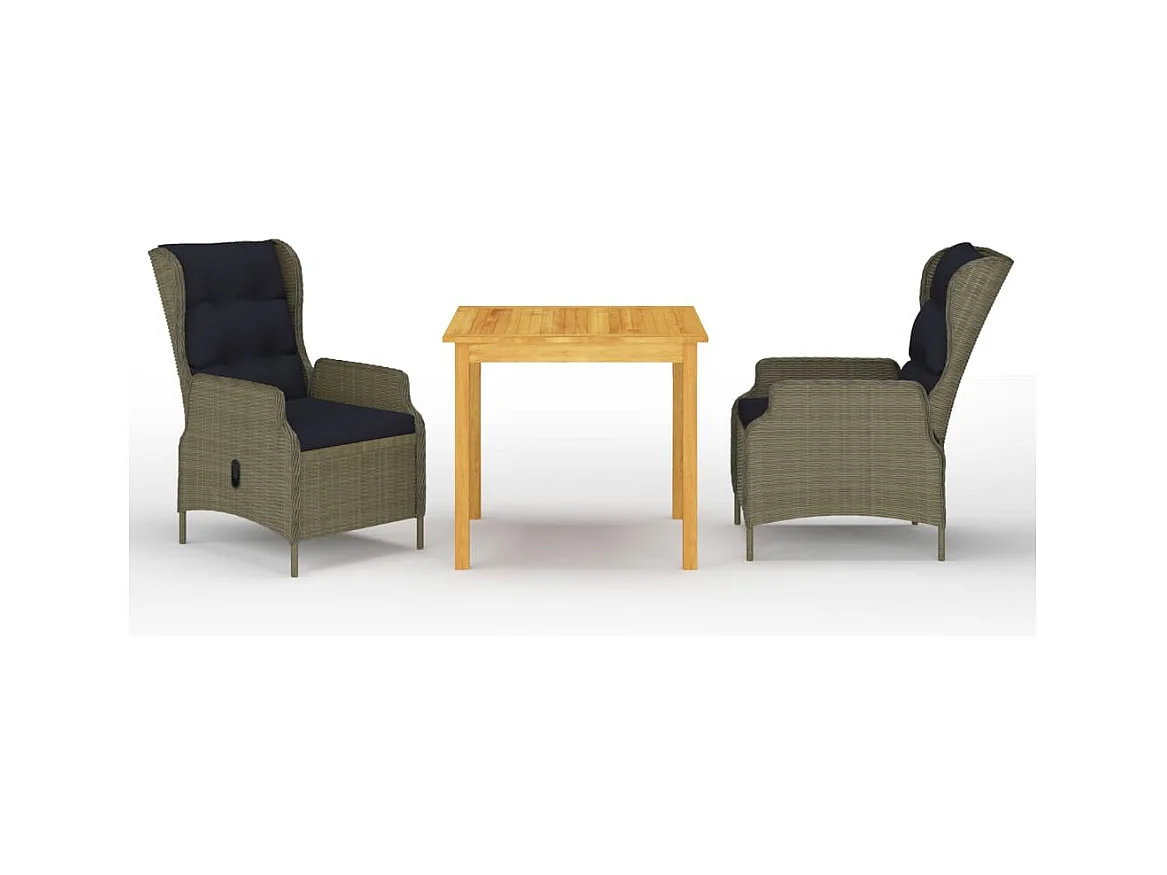 Sadullah  Ensemble à manger de jardin 3 pcs Marron