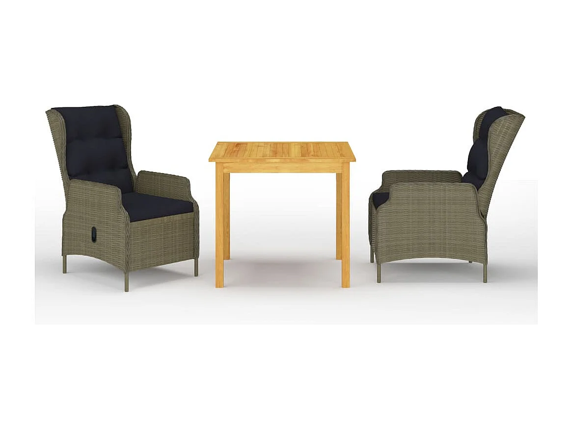 Sadullah  Ensemble à manger de jardin 3 pcs Marron