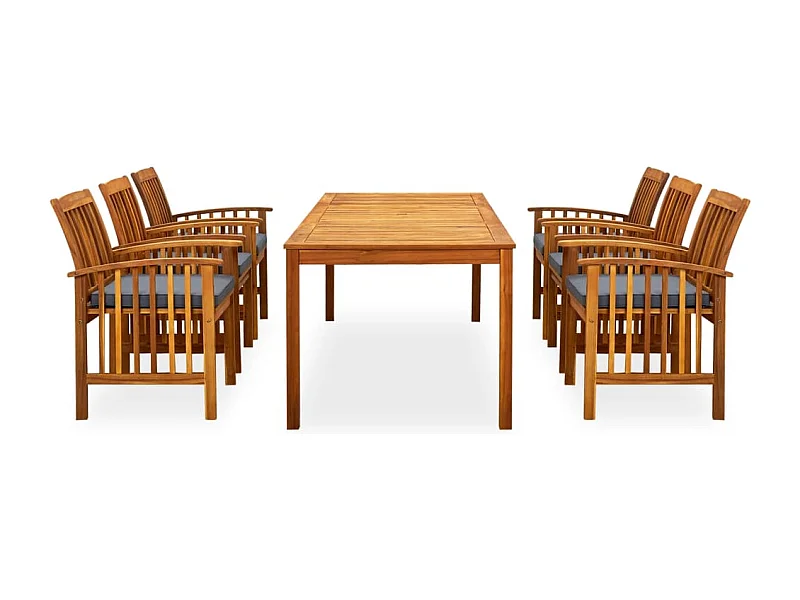 Ulvin  Ensemble à manger de jardin 7 pcs avec coussins Acacia solide