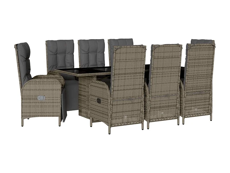 Coon Rapids  9-delige Tuinset met kussens poly rattan grijs