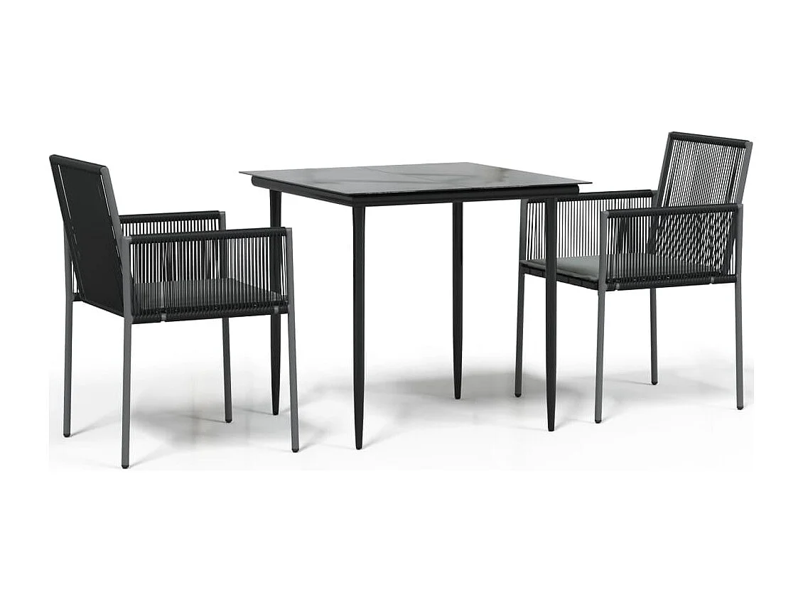 Giovanni Carlo  3-delige Tuinset met kussens poly rattan en staal zwart