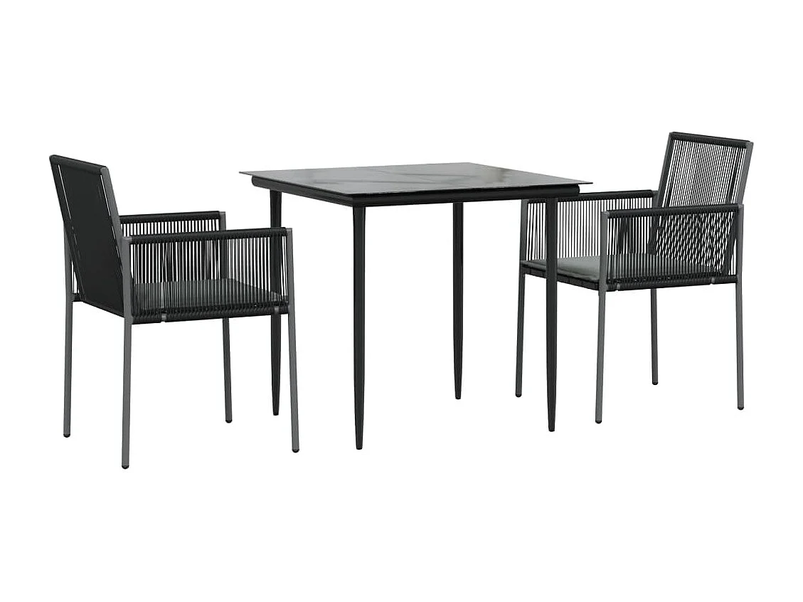 Giovanni Carlo  3-delige Tuinset met kussens poly rattan en staal zwart